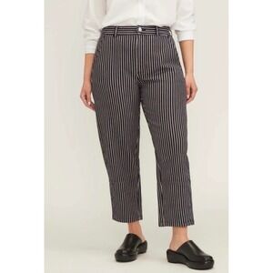 Everlane Utility Barrel Pant Black White Railroad Stripe Organic Cotton Size 10
